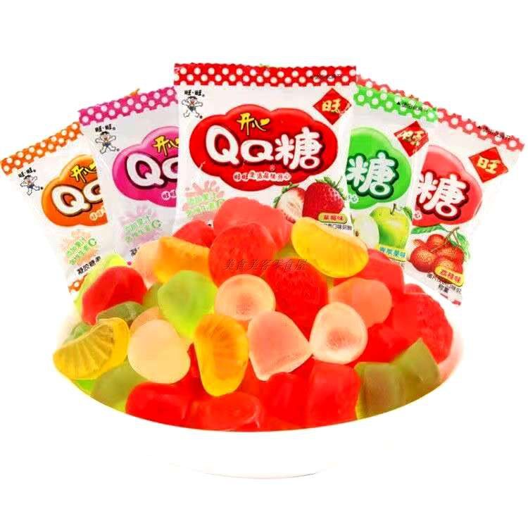 旺旺开心qq散装整箱6斤果汁糖果橡皮软糖传统糖果