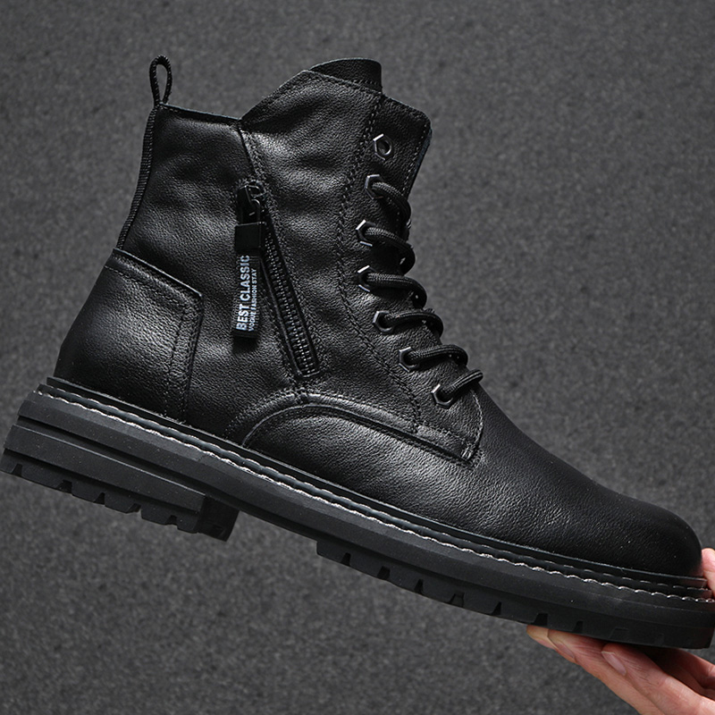 男鞋2021新款秋冬真皮马丁靴男士高帮鞋工装休闲切尔西沙漠靴子潮