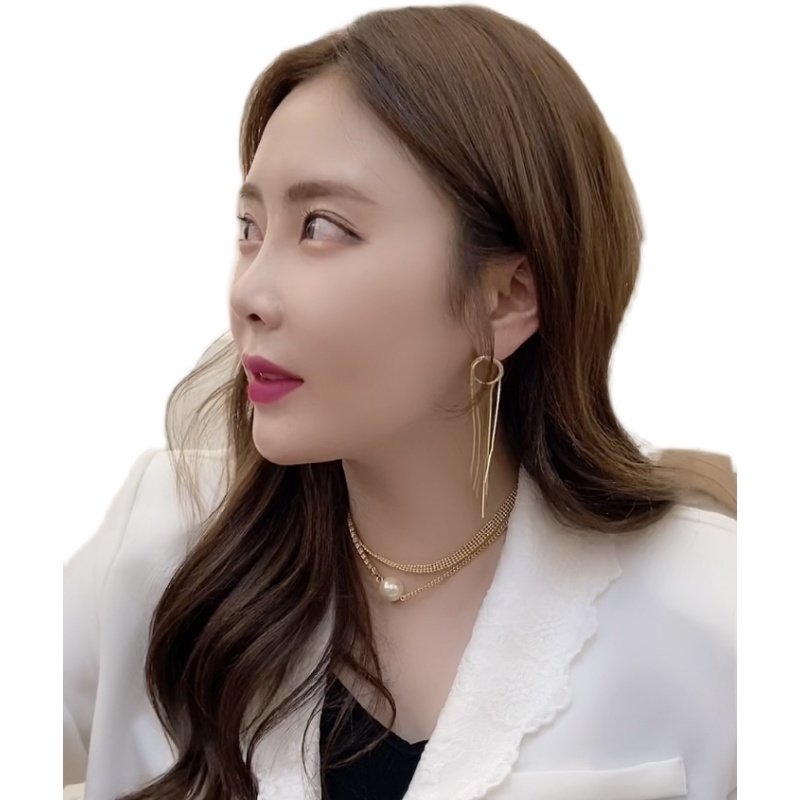 韩国时仁欧尼流苏气质耳钉s925新款2021百搭耳环