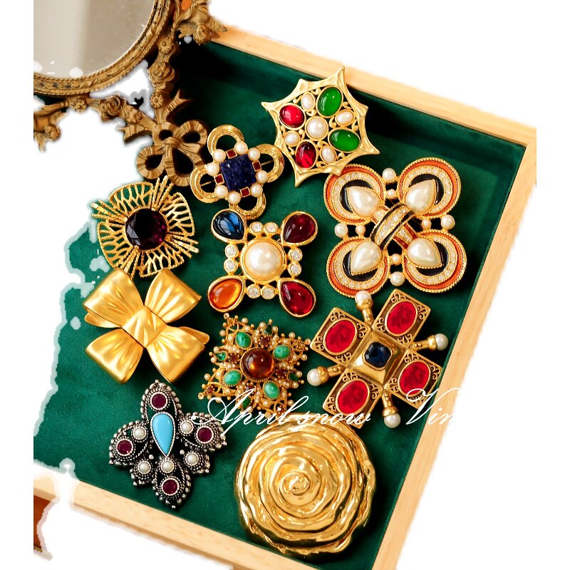 joanriverscinercaprivintage欧洲古董彩宝珍珠珍珠马马耳他胸针