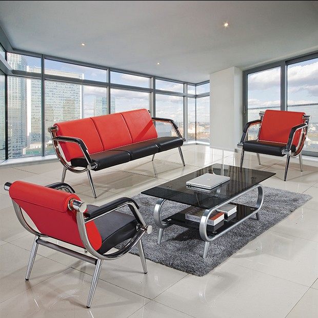 Simple office sofa coffee table combination simple stainless steel reception office sofa hardware iron steel frame three people Simple office sofa coffee table combination simple stainless steel reception office sofa hardware iron steel frame three people