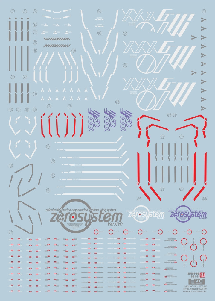 hirm 1/100 xxxg-01w ew wing 无毛ew飞翼模型玩具手办evo水贴纸