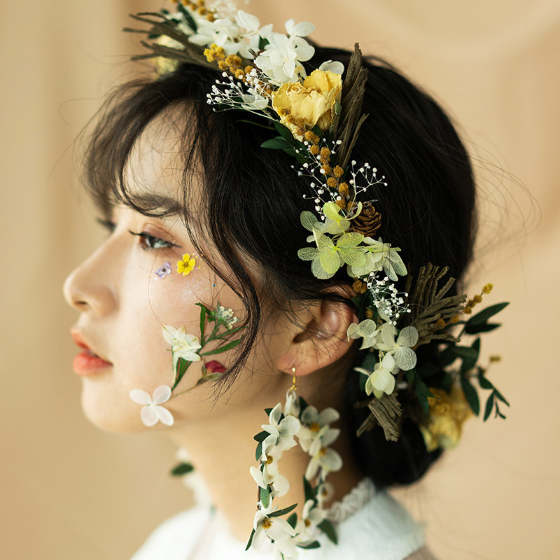 头饰韩式新娘永生永生花花环干花花仙子造型配饰发饰