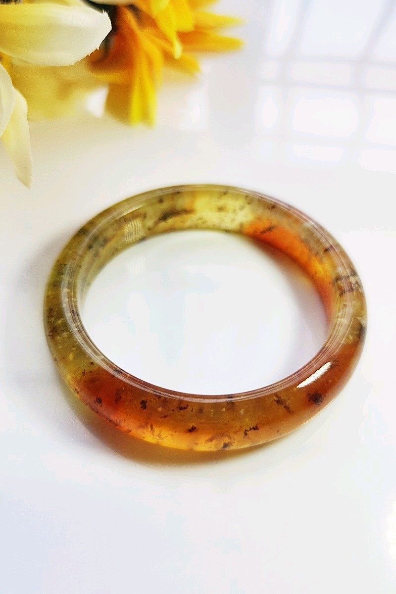 辽宁岫岩岫玉手镯女冰种天然玉石红花玉镯御姐手饰