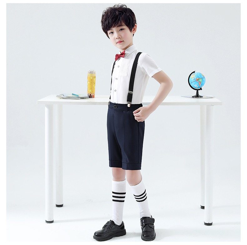 演出服套装 儿童背带裤 钢琴表演服男孩婚礼花童礼服英伦小西裤 男童