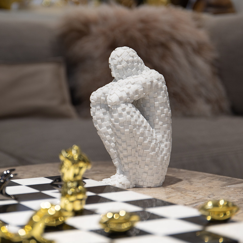 邸高家居现代意式创意马赛克人摆件样板房间客厅桌面软装饰品陶瓷