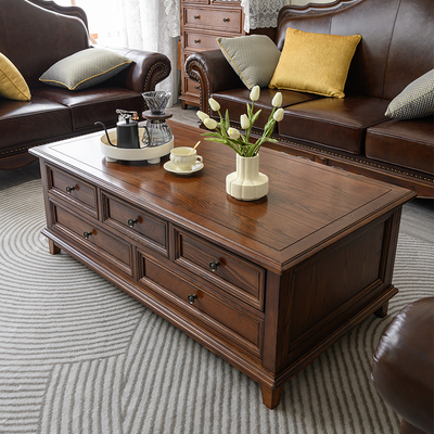 宜宝易森美式实木茶几美式乡村茶几小户型家具咖啡茶桌客厅收纳桌