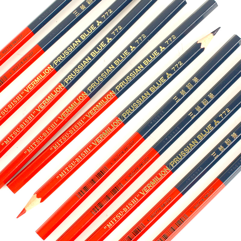 [日本文具专卖]三菱六角红蓝铅笔木工适用红蓝铅 no.772 重出江湖