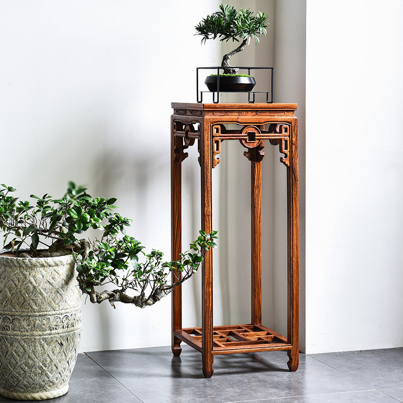 红木家具刺猬紫檀花梨花架中式实木客厅落地盆景花架