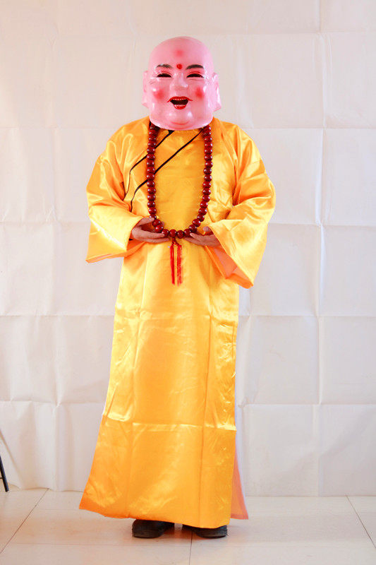 和尚大头服装道具笑脸和尚头套面具服装弥勒佛珠串罗汉大头服饰