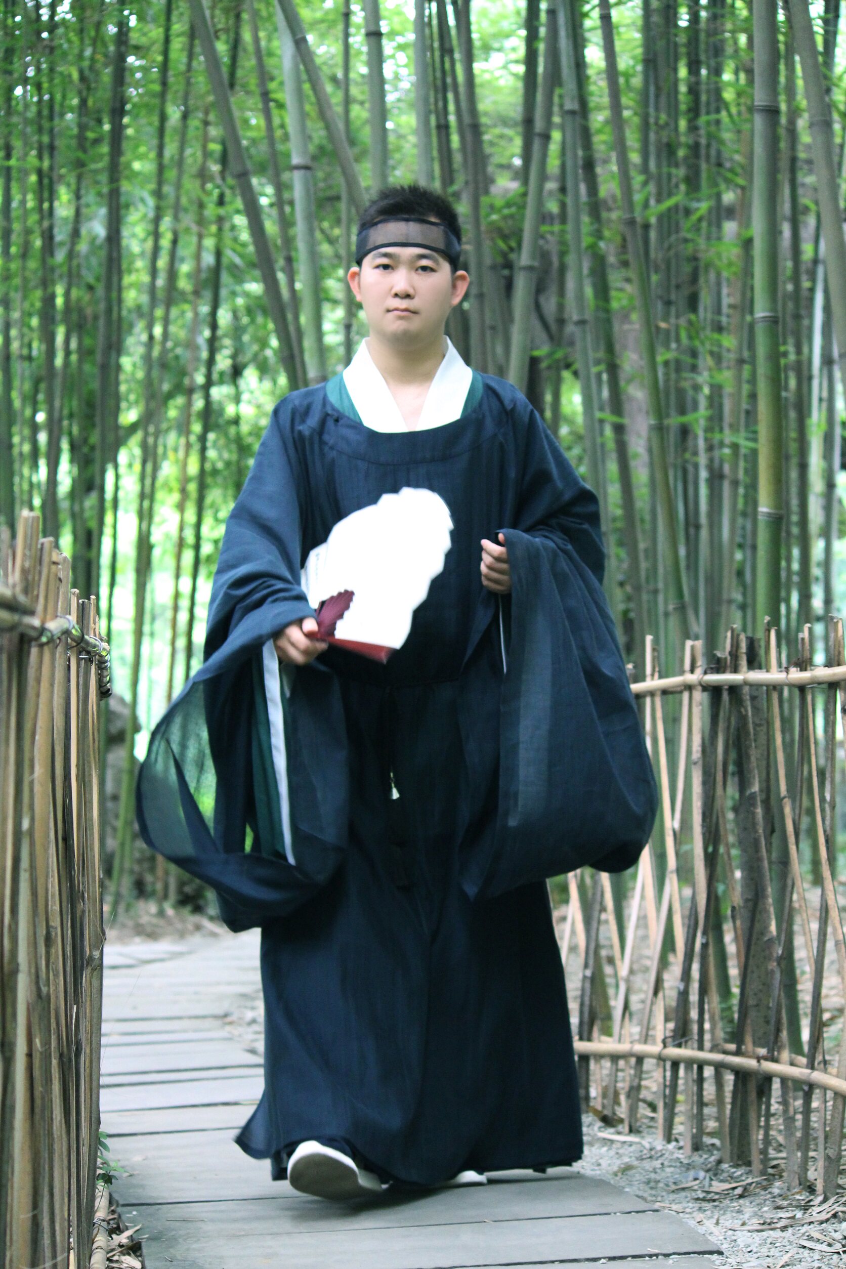 【福鹿记】汉服青山翠道袍  月白暗纹纱藤萝紫真丝棉明制非古装