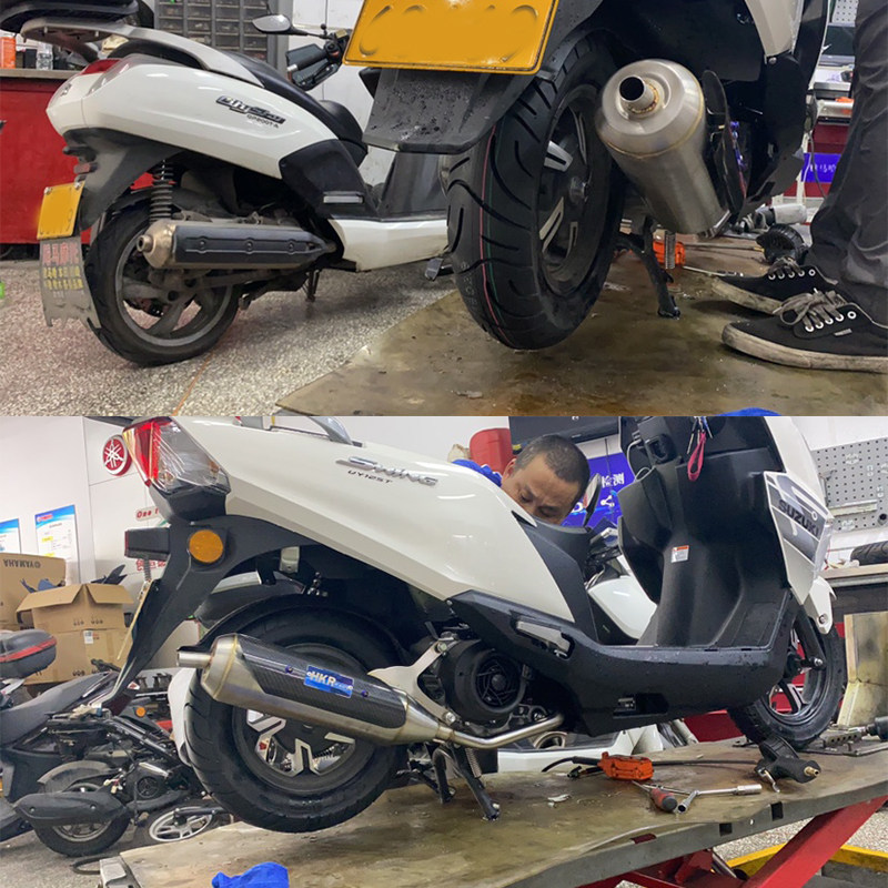 hkr不锈钢白铁改装排气管适用铃木uyuu125电喷摩托车排气管