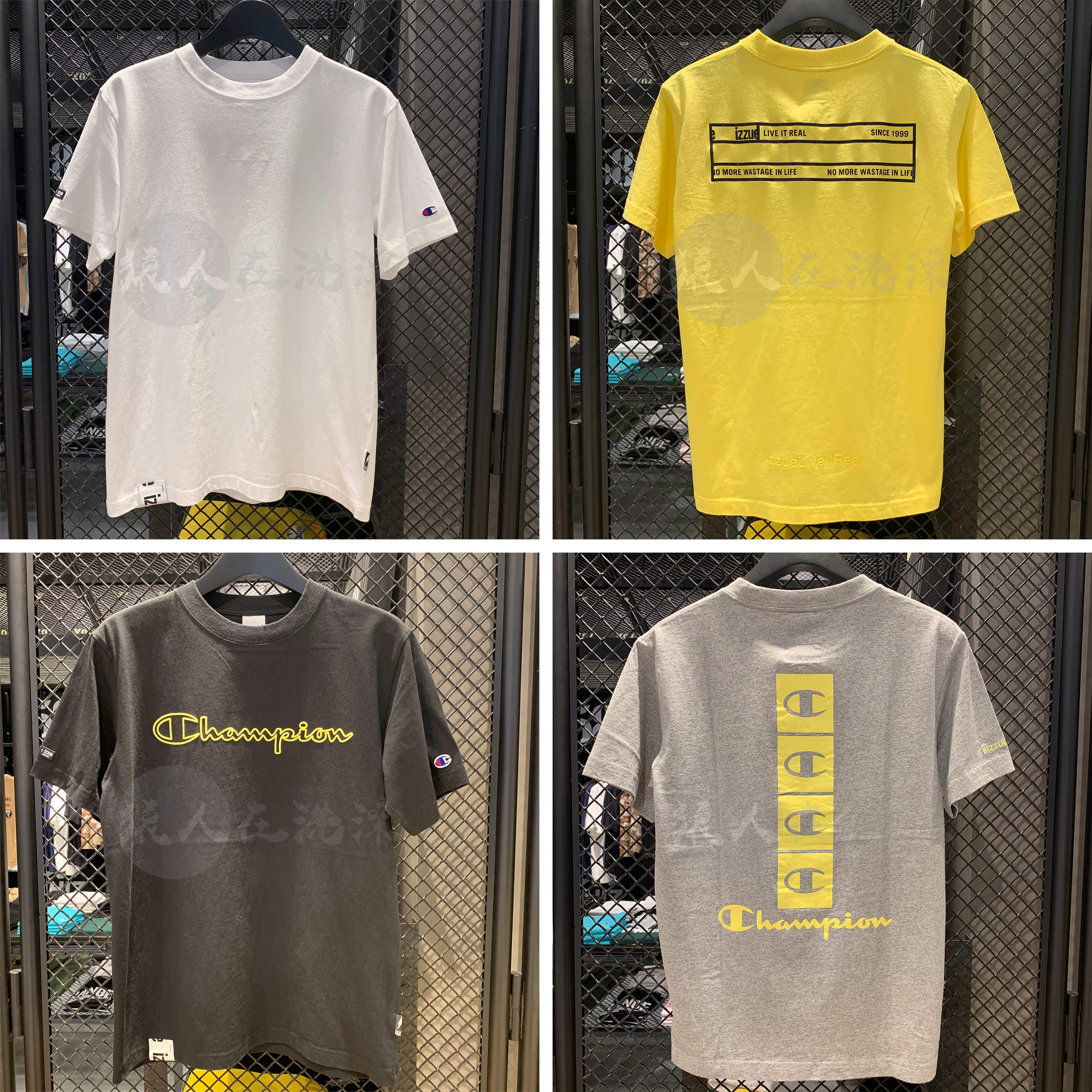 现货IZZUE x CHAMPION 联名百搭休闲草写经典情侣刺绣春夏短袖T恤