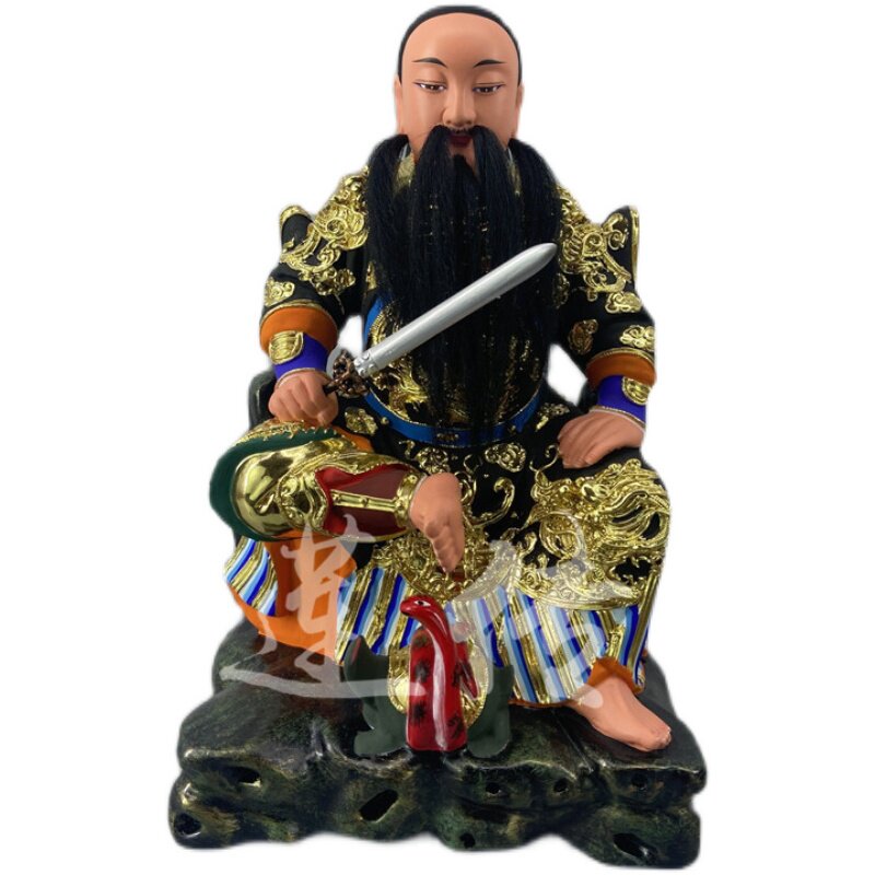 木雕上帝公玄天北极真君香樟樟木手工漆线中式木雕