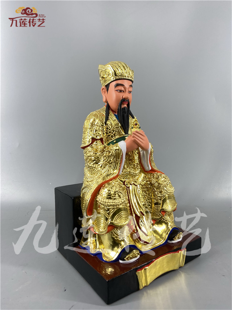 木雕神像闾山祖师许真君许逊仙樟木手工漆线传艺木雕