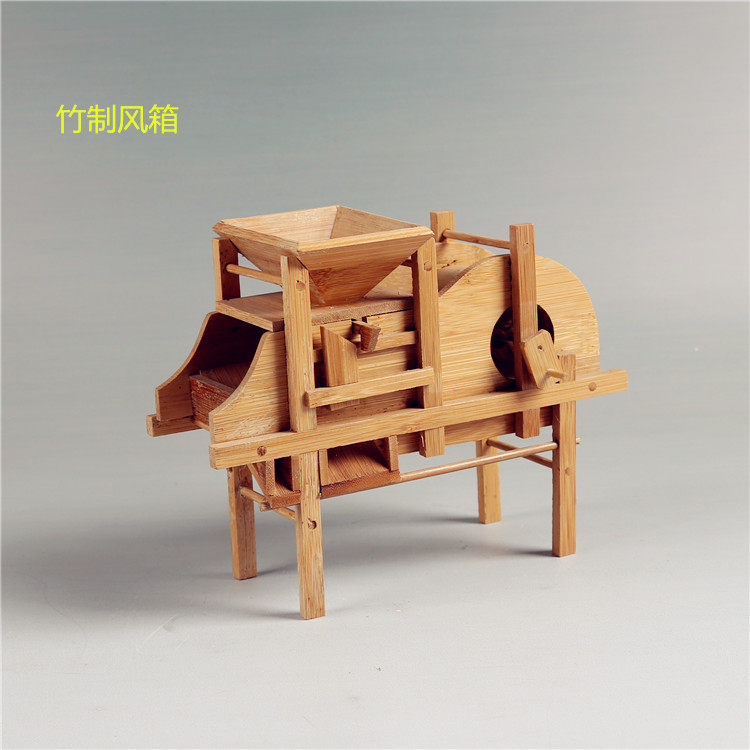 竹制品生日礼物风车农用工具模型低碳环保风鼓机摆件