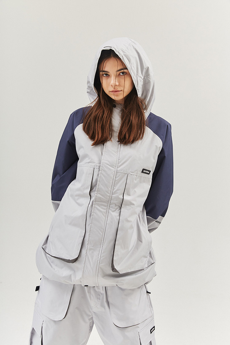 2122qmile韩国滑雪服单板男女女款防水防风冬季连帽滑雪衣