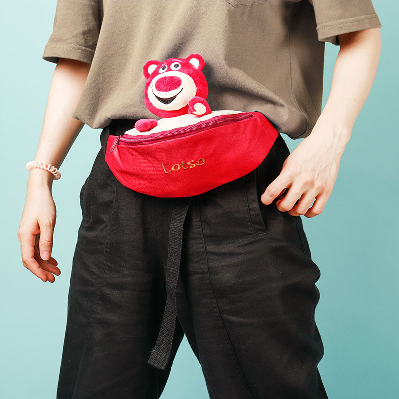 迪士尼正版新款时尚卡通可爱腰包牛津布刺绣人物女士包袋