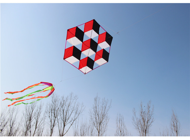 风筝潍坊小魔方板子平面黑红搭配布拼工艺初学者风筝