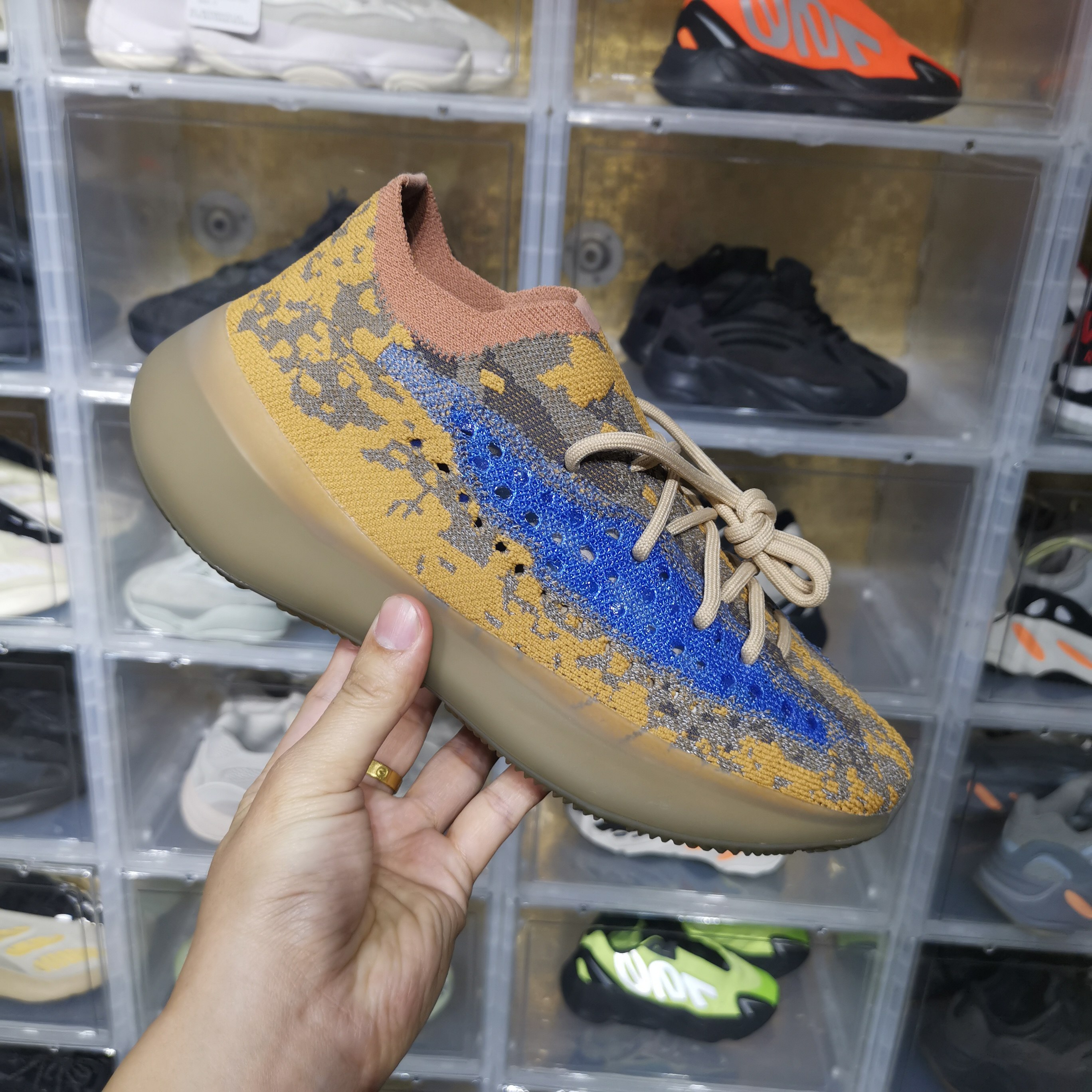 新款跑步休闲经典满天星棕黄yeezy椰子yezi夜光高帮鞋