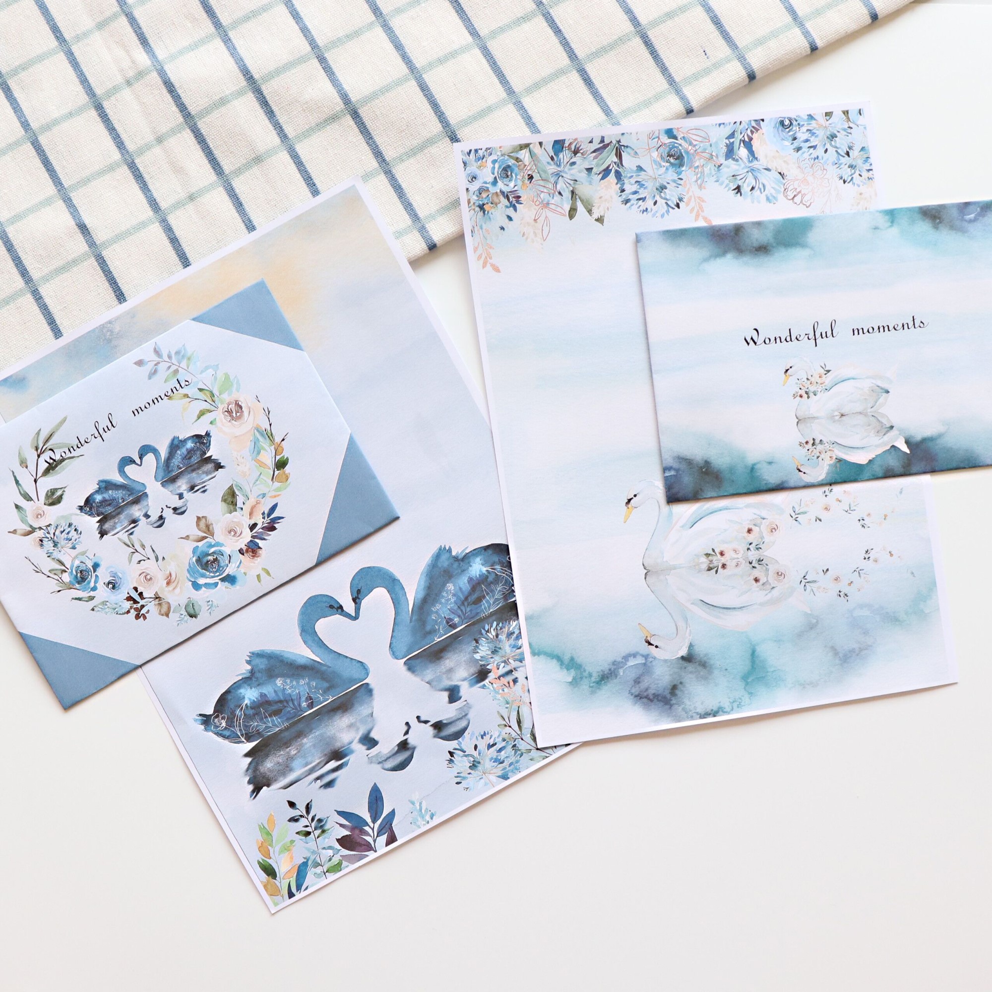 信封简约创意文艺小清新情书爱心天鹅信笺唯美信纸