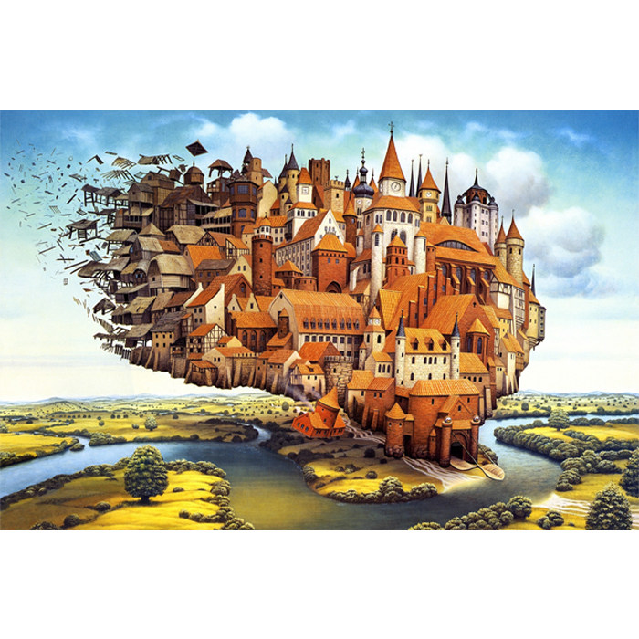 儿童成人1000片木质拼图陈意涵同款飞行城堡
