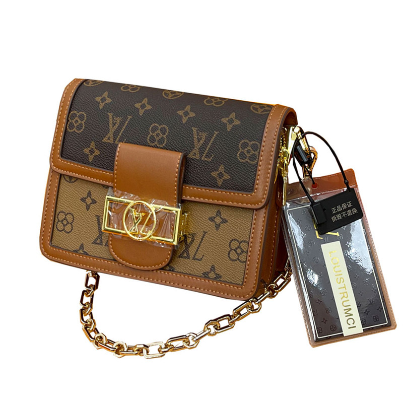 路易希奴尔正品品包2021新款老花链条印花单肩斜挎包通用款女包