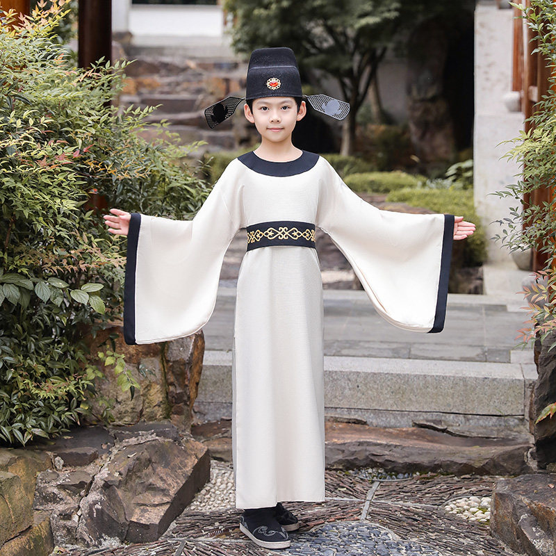 服装唐代古装汉服儿童李白杜甫诗人圆领书生儿童演出服
