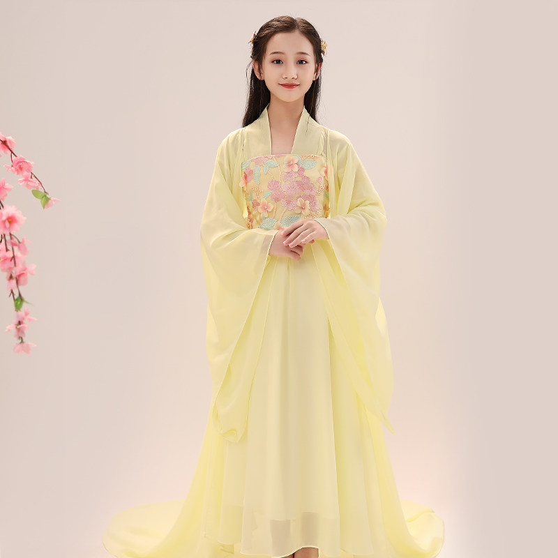 儿童古装女童汉服仙女女裙古代贵妃公主拖尾儿童演出服