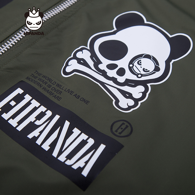 hipanda 你好熊猫 设计潮牌 男款 拉链插肩袖棒球服