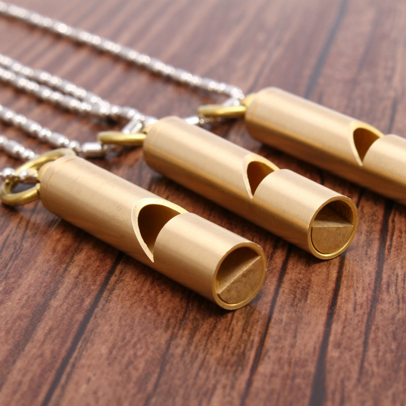 纯黄铜户外救生口哨儿童求生哨子金属高音训练荒野野外求生存装备