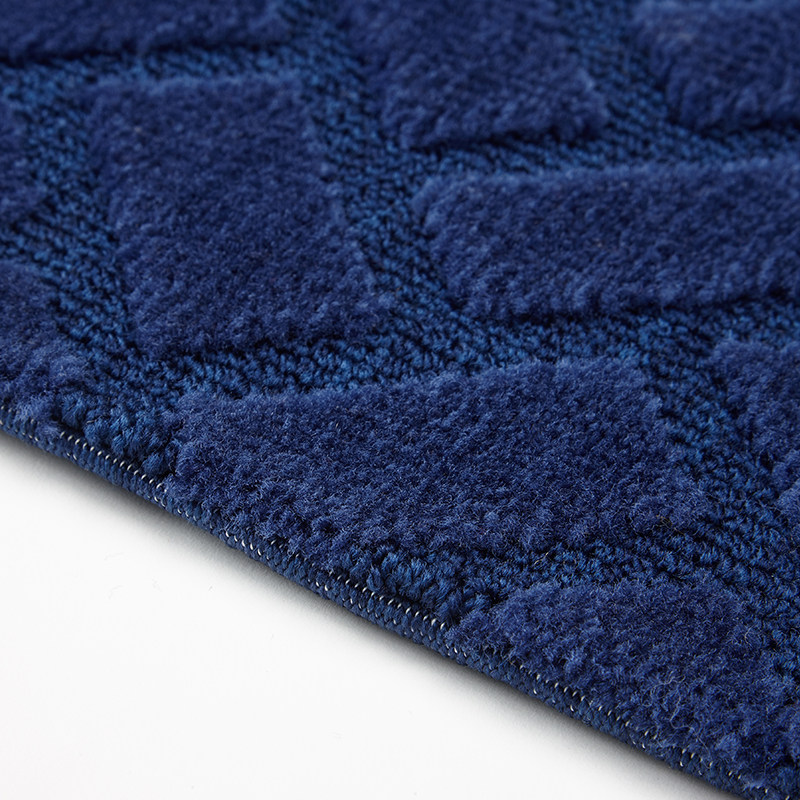 哲品妙格系列蓝色锦纶长方形圆角客厅茶几茶室地毯