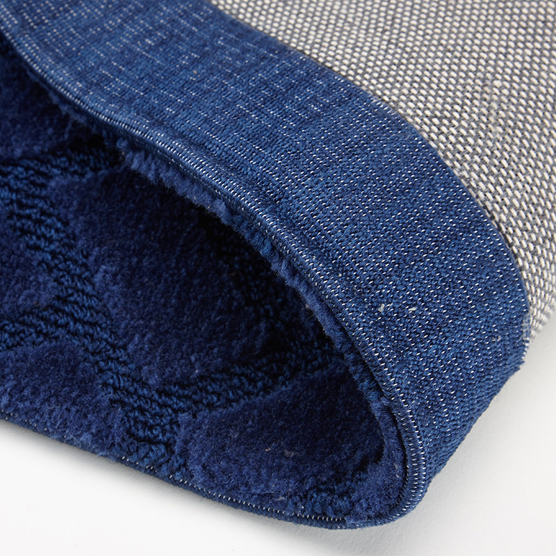 哲品妙格系列蓝色锦纶长方形圆角客厅茶几茶室地毯