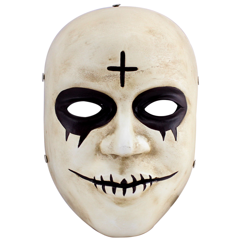 珍藏版人类清除计划god恐怖面具笑脸十字全脸树脂游戏角色cos舞会