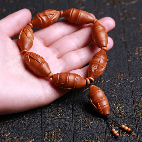 苏勇橄榄核手串竹节步步高升清风亮节核雕橄榄佛珠手链送老师领导