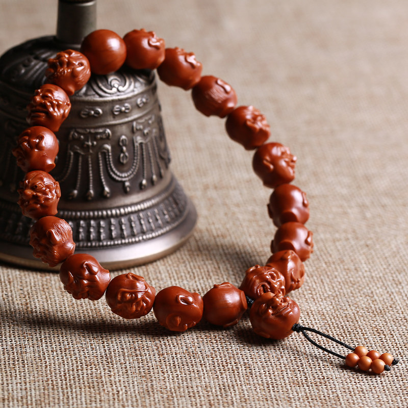 橄榄文玩工红于彬本手工核雕手链佛珠男女胡十八手链