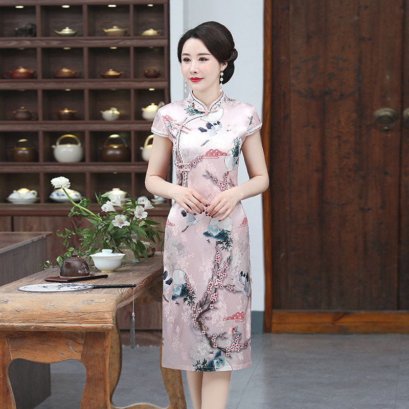 旗袍夏装2021年新款改良连衣裙年轻妈妈复古遮肉旗袍