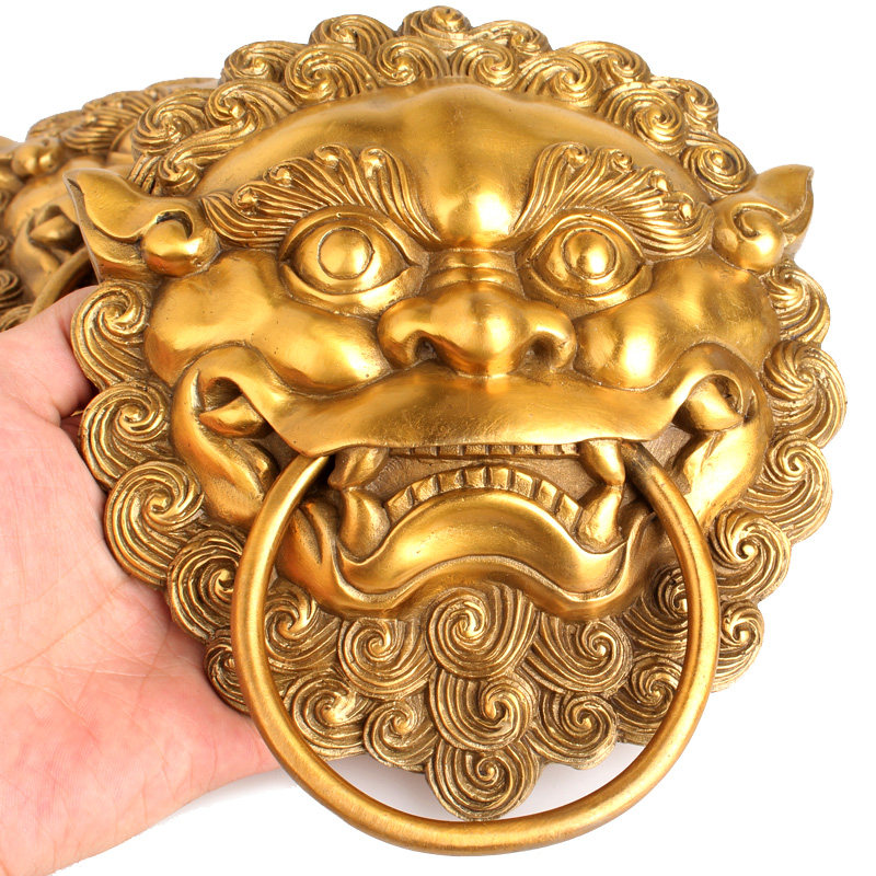 聚缘阁中式铜兽头门环拉手挂件复古门环狮子头门把手工艺品摆件