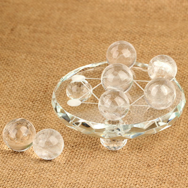 聚缘阁白水晶球七星阵摆件中式白色底盘家居客厅装饰工艺品摆设