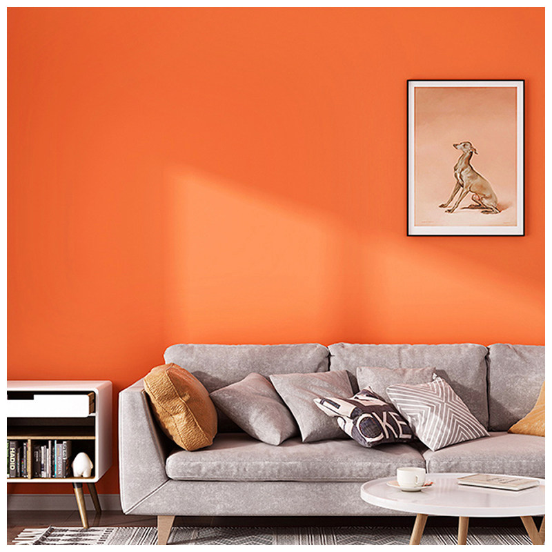 高端现代简约橙色无缝壁布橘红色橙红色客厅卧室餐厅无缝墙布