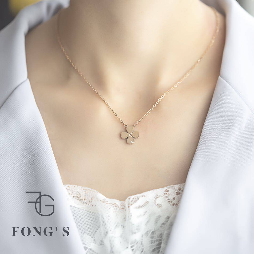 fong珠宝四叶草项链项链