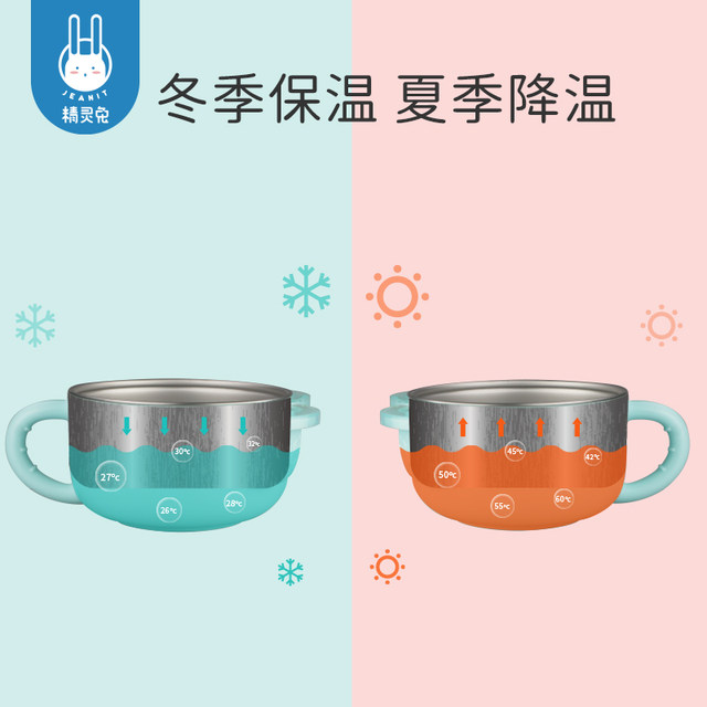 Elf rabbit children's tableware water injection insulation bowl suction cup bowl complementary food bowl set Elf rabbit children's tableware water injection insulation bowl suction cup bowl complementary food bowl set