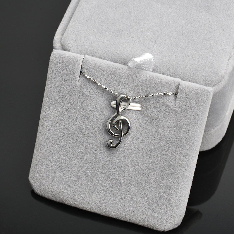 项链纯银音符高音谱号造型s925盒装音乐礼品项链