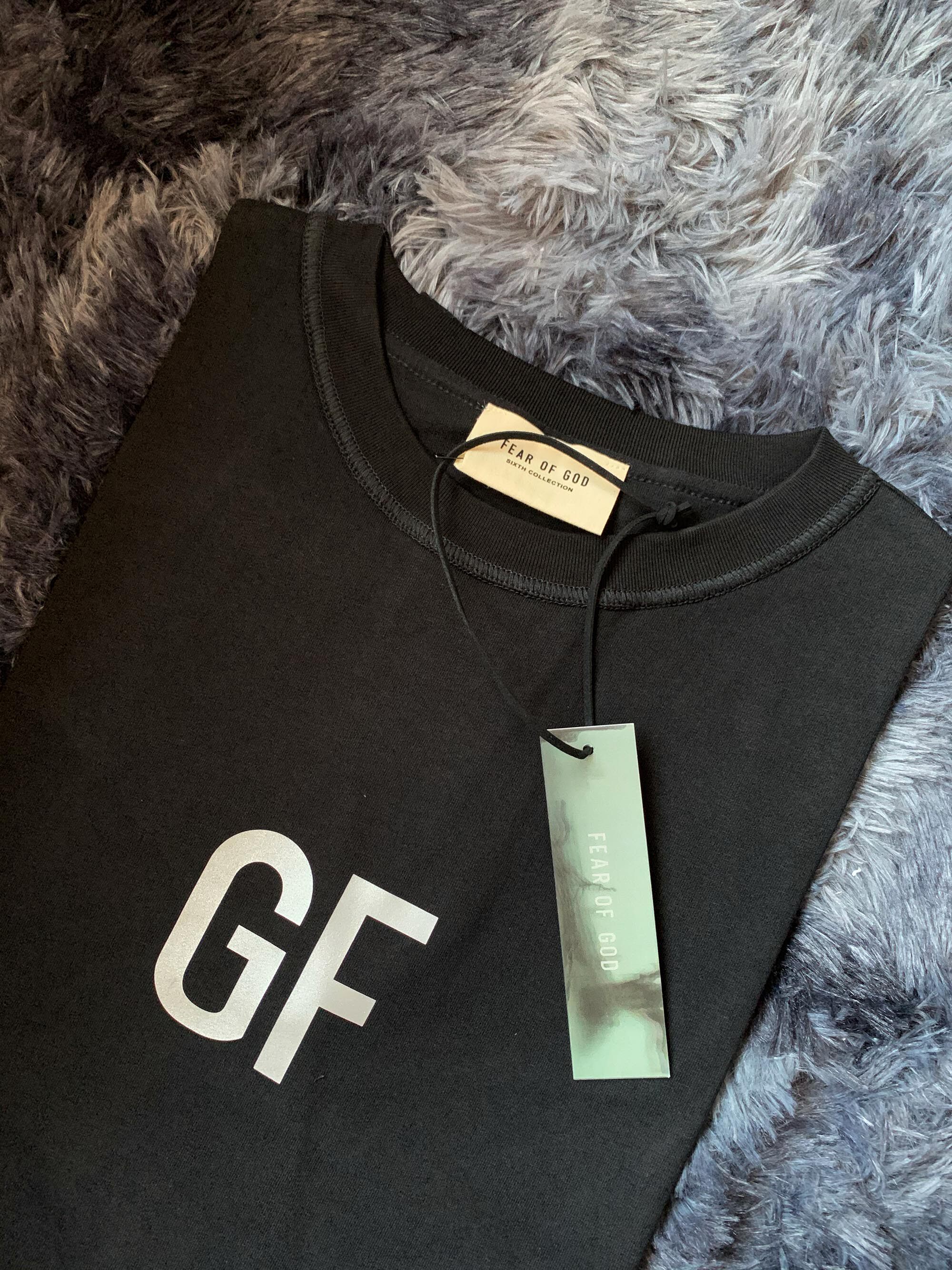 fog九方联名慈善gf字母反光宽松tee情侣t恤