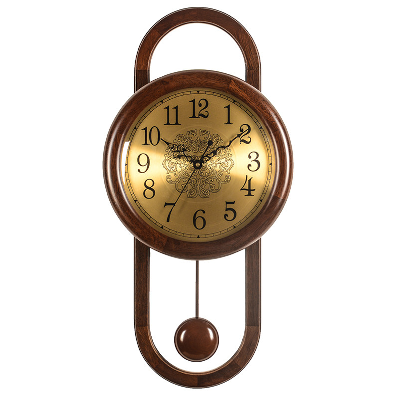 汉时实木石英钟静音家用创意家创意时钟摇摆装饰挂钟