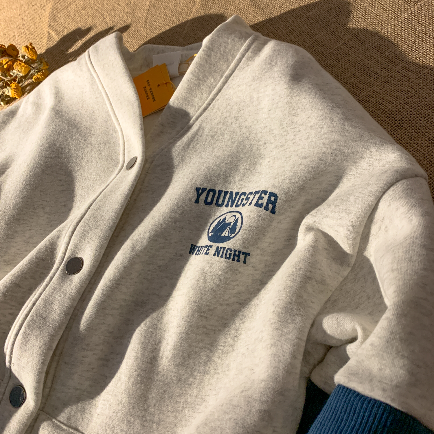 Peterwoo日系V领拼色开衫卫衣男女简约青春休闲学院风情侣外套