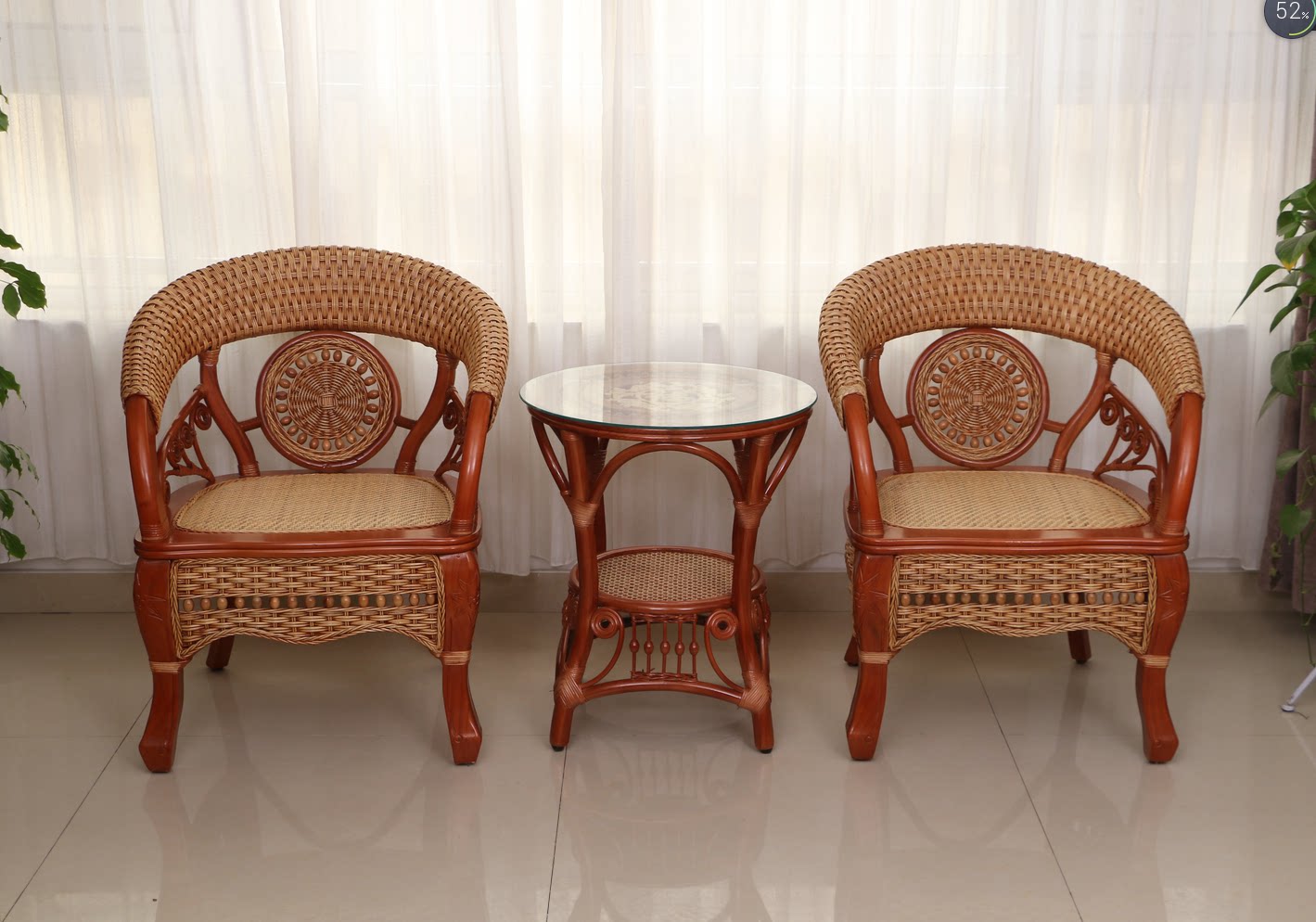 藤椅印尼三件件套阳台桌椅休闲单人靠背家用桌椅套件