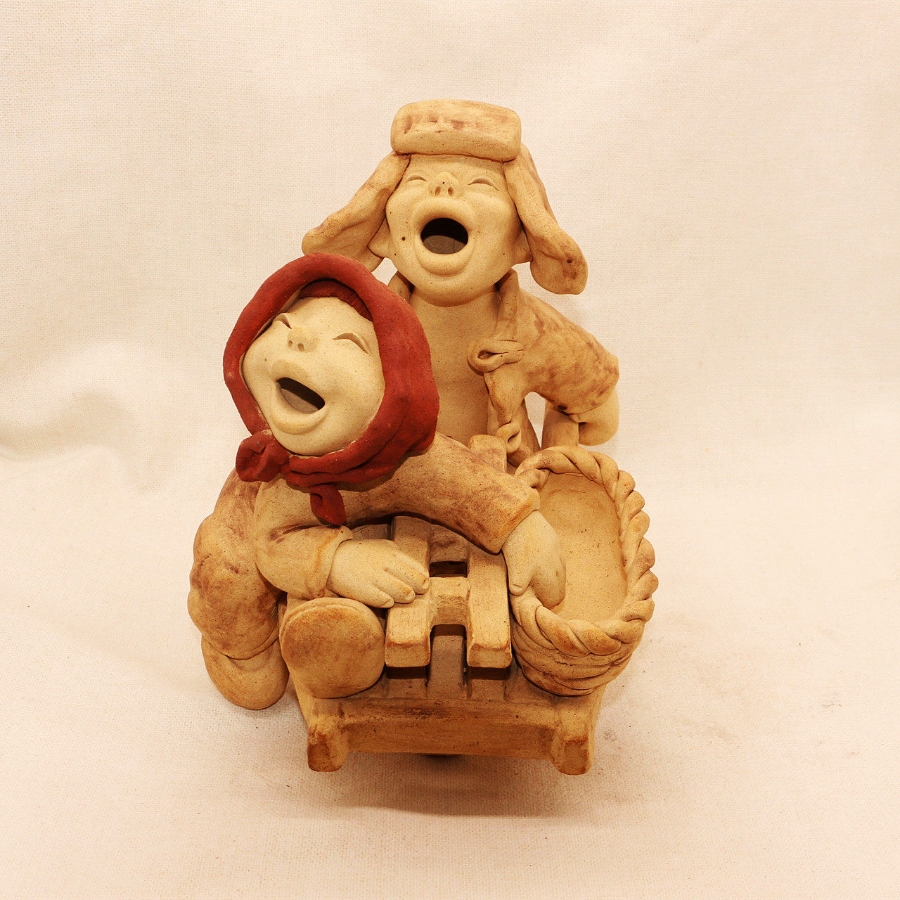 人物摆件泥人手工陶艺陶瓷丰收酒店装饰粗陶泥人