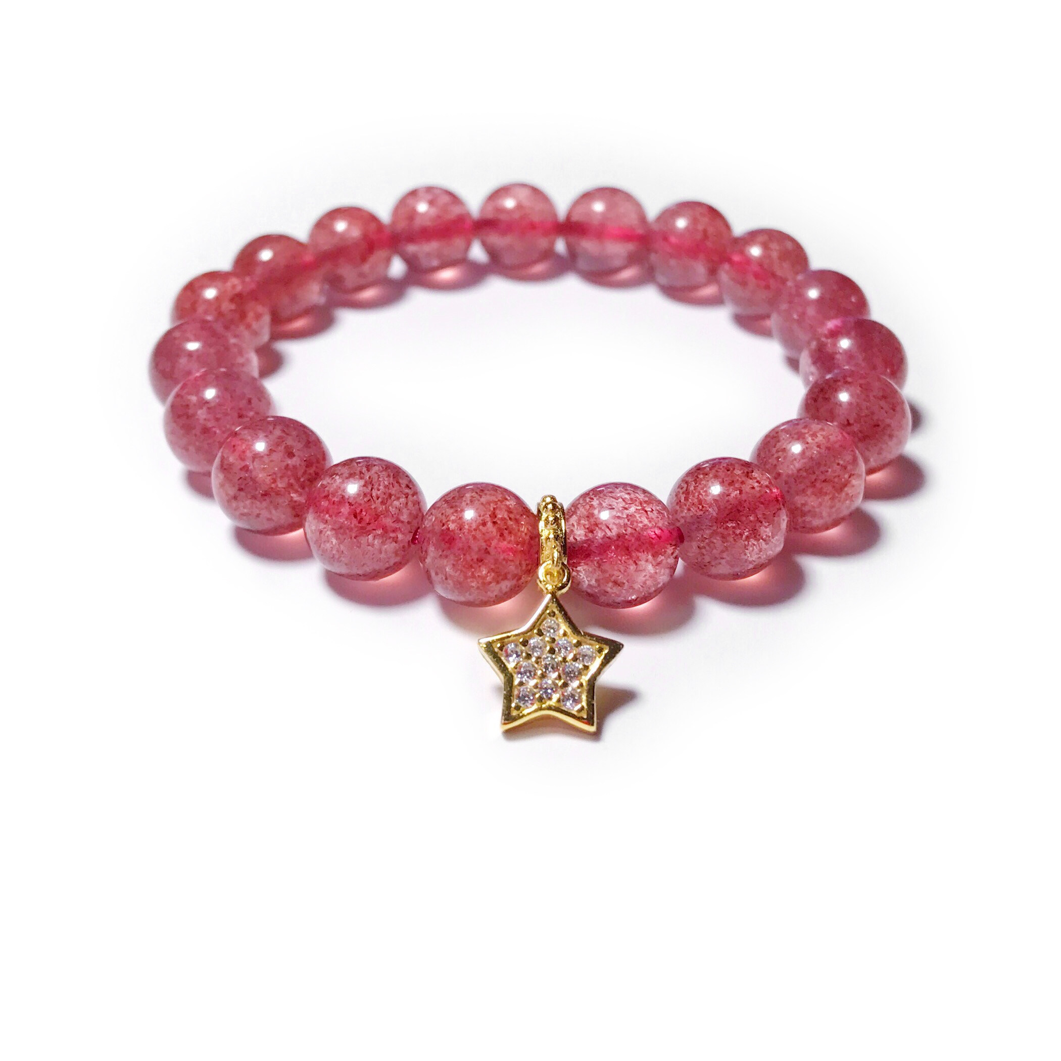 rovi天然鸽血红草莓晶手链招桃花旺姻缘粉色水晶手串闺蜜生日礼物