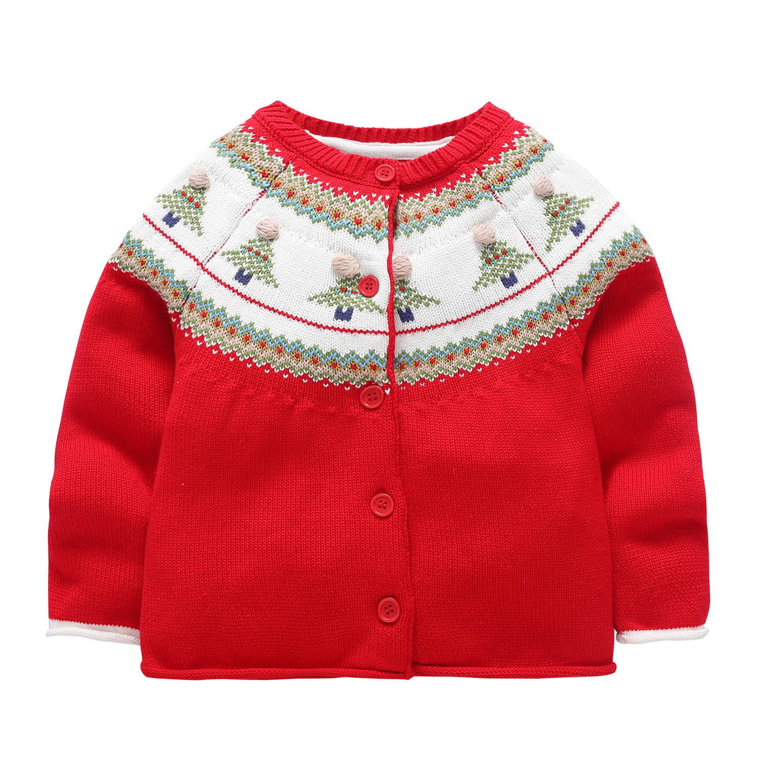 开衫针织春秋秋装女童红色毛衣宝宝小中童装毛衣